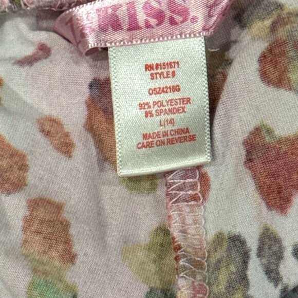 Girls 1st Kiss Pink Leopard Off-Shoulder Smocked Top & Shorts Set L/14 - Picture 8 of 9